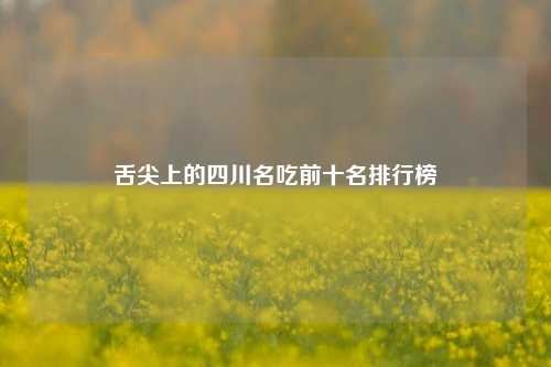 舌尖上的四川名吃前十名排行榜