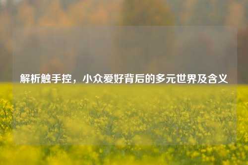 解析触手控，小众爱好背后的多元世界及含义