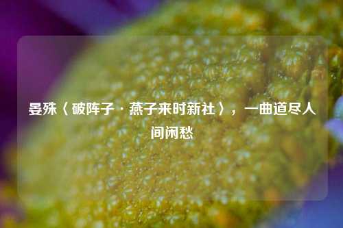 晏殊〈破阵子·燕子来时新社〉，一曲道尽人间闲愁