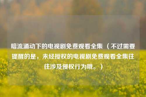 暗流涌动下的电视剧免费观看全集 (不过需要提醒的是,未经授权的电视剧免费观看全集往往涉及侵权行为哦。)