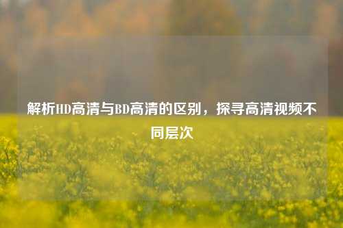 解析HD高清与BD高清的区别,探寻高清视频不同层次