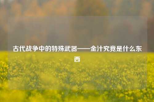 古代战争中的特殊武器——金汁究竟是什么东西
