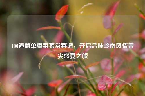 100道简单粤菜家常菜谱,开启品味岭南风情舌尖盛宴之旅