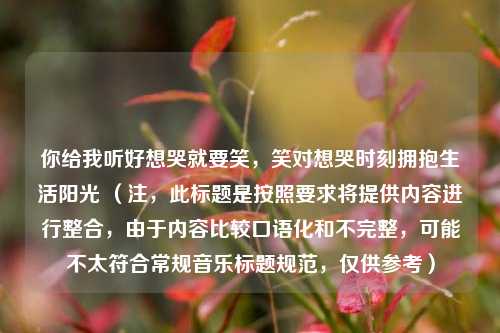 你给我听好想哭就要笑，笑对想哭时刻拥抱生活阳光 （注，此标题是按照要求将提供内容进行整合，由于内容比较口语化和不完整，可能不太符合常规音乐标题规范，仅供参考）