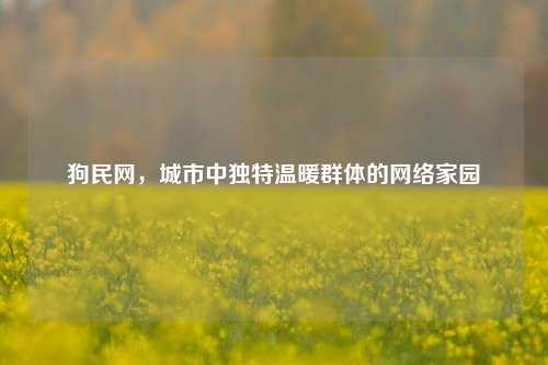 狗民网,城市中独特温暖群体的网络家园
