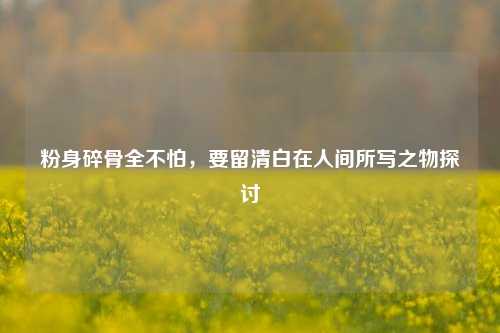 粉身碎骨全不怕,要留清白在人间所写之物探讨
