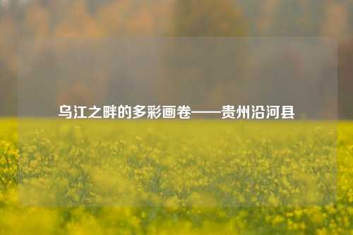 乌江之畔的多彩画卷——贵州沿河县