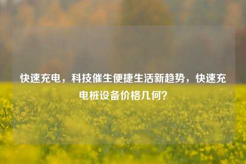 快速充电,科技催生便捷生活新趋势,快速充电桩设备价格几何?