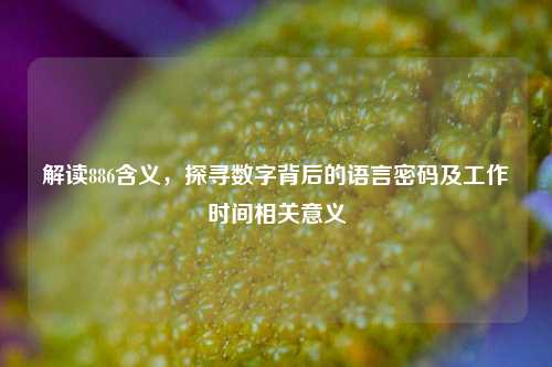 解读886含义,探寻数字背后的语言密码及工作时间相关意义