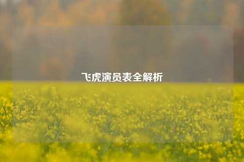 飞虎演员表全解析