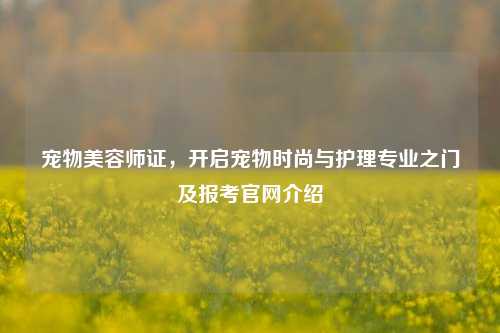 宠物美容师证,开启宠物时尚与护理专业之门及报考官网介绍