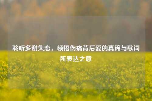 聆听多谢失恋，领悟伤痛背后爱的真谛与歌词所表达之意