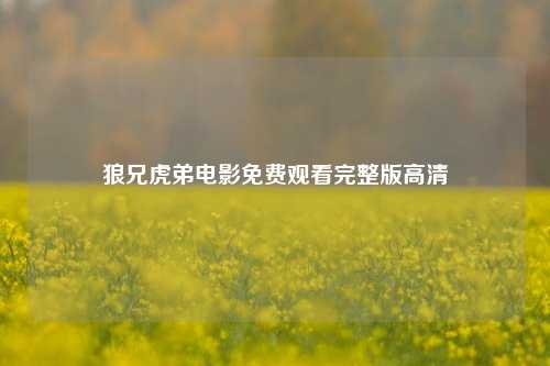 狼兄虎弟电影免费观看完整版高清