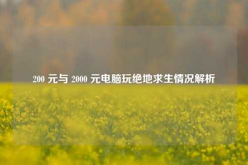 200 元与 2000 元电脑玩绝地求生情况解析