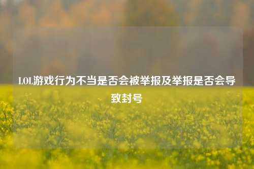LOL游戏行为不当是否会被举报及举报是否会导致封号