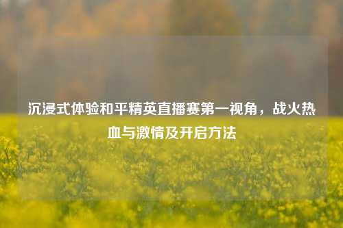 沉浸式体验和平精英直播赛第一视角,战火热血与激情及开启方法