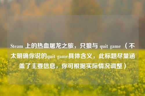 Steam 上的热血屠龙之旅，只狼与 quit game （不太明确你说的quit game具体含义，此标题尽量涵盖了主要信息，你可根据实际情况调整）
