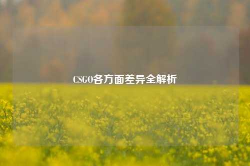 CSGO各方面差异全解析
