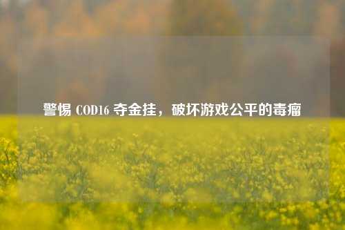 警惕 COD16 夺金挂，破坏游戏公平的毒瘤