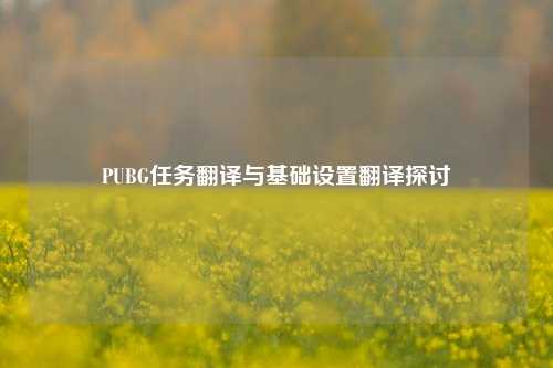 PUBG任务翻译与基础设置翻译探讨