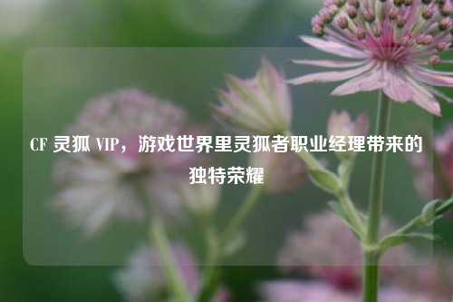 CF 灵狐 VIP,游戏世界里灵狐者职业经理带来的独特荣耀