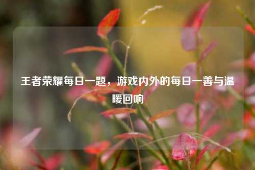 王者荣耀每日一题，游戏内外的每日一善与温暖回响