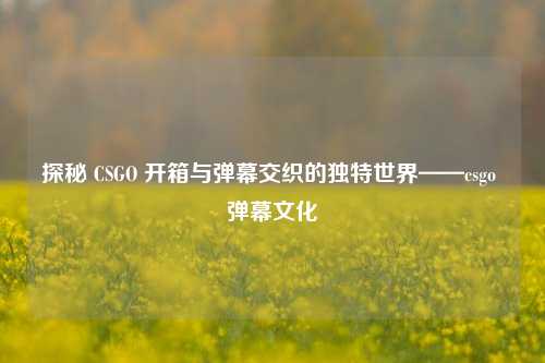探秘 CSGO 开箱与弹幕交织的独特世界——csgo 弹幕文化