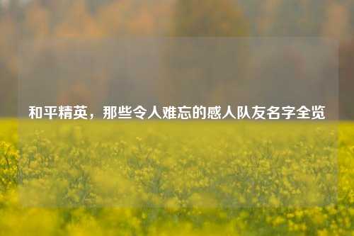 和平精英，那些令人难忘的感人队友名字全览