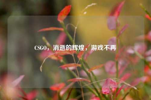 CSGO，消逝的辉煌，游戏不再