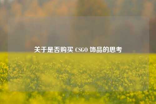 关于是否购买 CSGO 饰品的思考