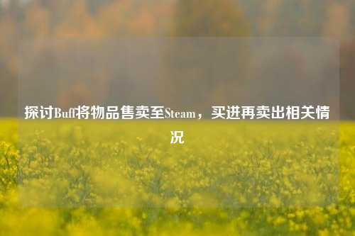 探讨Buff将物品售卖至Steam，买进再卖出相关情况