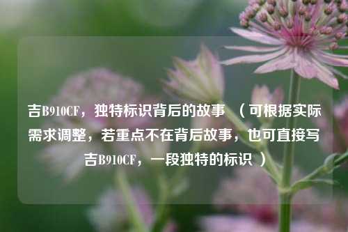 吉B910CF，独特标识背后的故事  （可根据实际需求调整，若重点不在背后故事，也可直接写吉B910CF，一段独特的标识 ）
