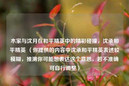 木家与沈月在和平精英中的精彩碰撞，沈承和平精英 （你提供的内容中沈承和平精英表述较模糊，推测你可能想表达这个意思，若不准确可自行调整）