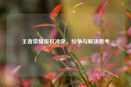 王者荣耀版权冲突，纷争与解决思考