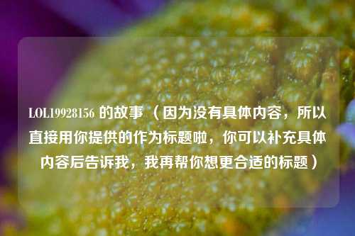 LOL19928156 的故事 （因为没有具体内容，所以直接用你提供的作为标题啦，你可以补充具体内容后告诉我，我再帮你想更合适的标题）