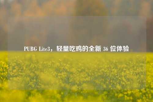 PUBG Lite3，轻量吃鸡的全新 36 位体验