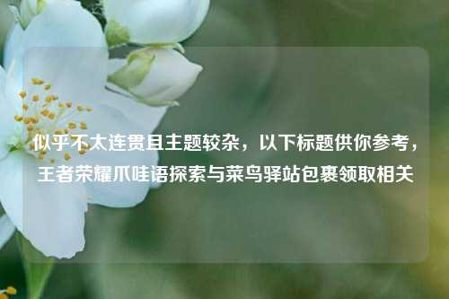 似乎不太连贯且主题较杂,以下标题供你参考,王者荣耀爪哇语探索与菜鸟驿站包裹领取相关