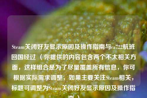 Steam关闭好友显示原因及操作指南与ca722航班回国经过 (你提供的内容包含两个不太相关方面,这样组合是为了尽量覆盖所有信息,你可根据实际需求调整,如果主要关注Steam相关,标题可调整为Steam关闭好友显示原因及操作指南 )