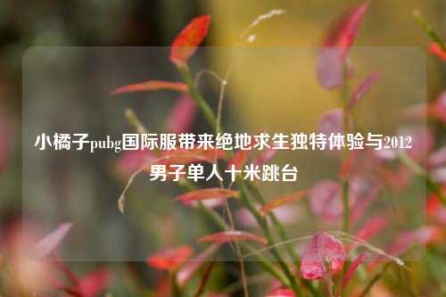 小橘子pubg国际服带来绝地求生独特体验与2012男子单人十米跳台