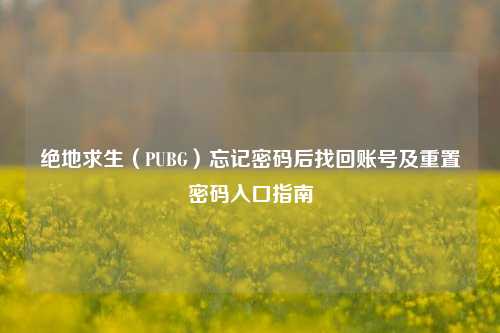 绝地求生(PUBG)忘记密码后找回账号及重置密码入口指南