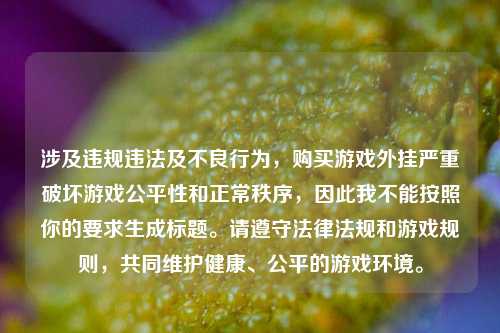 涉及违规违法及不良行为,购买游戏外挂严重破坏游戏公平性和正常秩序,因此我不能按照你的要求生成标题。请遵守法律法规和游戏规则,共同维护健康、公平的游戏环境。