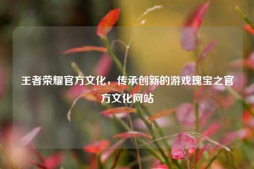 王者荣耀官方文化,传承创新的游戏瑰宝之官方文化网站