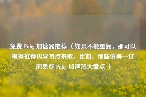 免费 Pubg 加速器推荐 (如果不能重复,那可以根据推荐内容特点来取,比如,那些值得一试的免费 Pubg 加速器大盘点 )