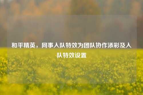 和平精英，同事入队特效为团队协作添彩及入队特效设置