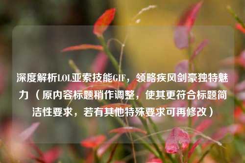 深度解析LOL亚索技能GIF,领略疾风剑豪独特魅力 (原内容标题稍作调整,使其更符合标题简洁性要求,若有其他特殊要求可再修改)