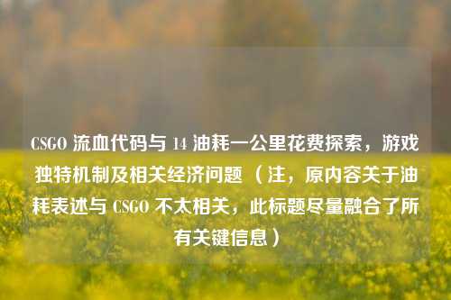 CSGO 流血代码与 14 油耗一公里花费探索,游戏独特机制及相关经济问题 (注,原内容关于油耗表述与 CSGO 不太相关,此标题尽量融合了所有关键信息)