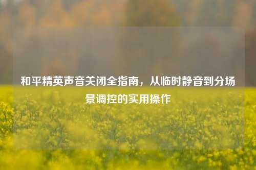 和平精英声音关闭全指南,从临时静音到分场景调控的实用操作