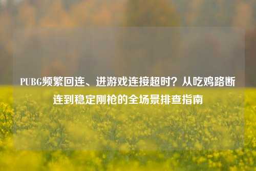 PUBG频繁回连、进游戏连接超时？从吃鸡路断连到稳定刚枪的全场景排查指南