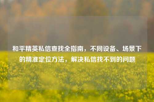 和平精英私信查找全指南,不同设备、场景下的精准定位方法,解决私信找不到的问题