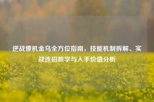 逆战僚机金乌全方位指南,技能机制拆解、实战连招教学与入手价值分析